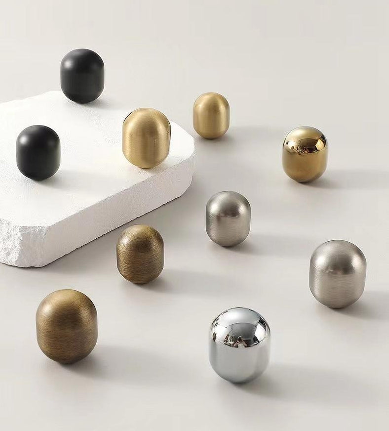 Brass Cylinder Cabinet Knob, Gold Chrome Nickel Black Bronze