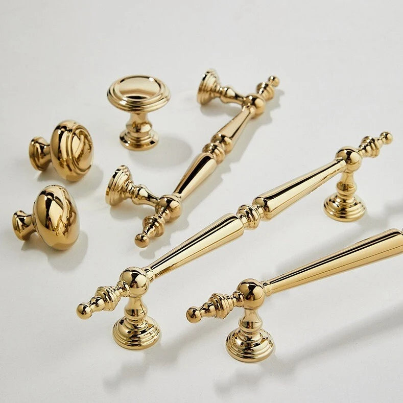 Polished Gold Brass Cabinet Bar Pulls European Style Luxury Shiny