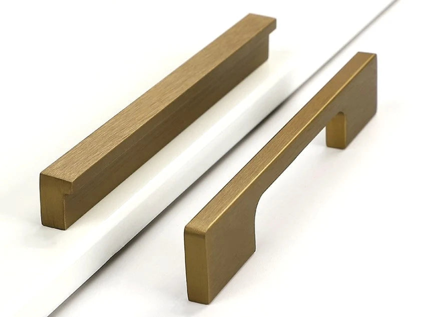 Mid Century Drawer Pulls, Cabinet Handles, Alumimum, Brushed Antique Gold Bronze