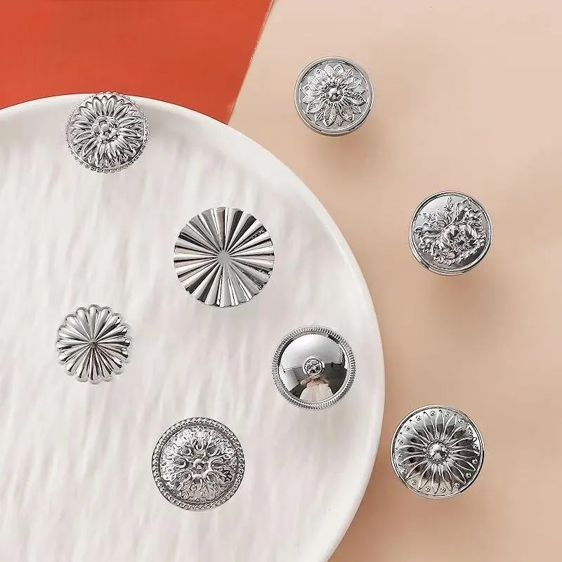 Assorted Polished Chrome Cabinet Knob, Shiny Silver Floral Drawer Pull, Kitchen Hardware
