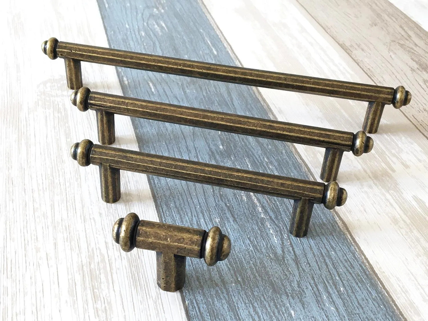 3.75" 5" 7.5" Centers Cabinet Bar Handles, Antique Bronze Kitchen Hardware, 96 128 192 mm Holes