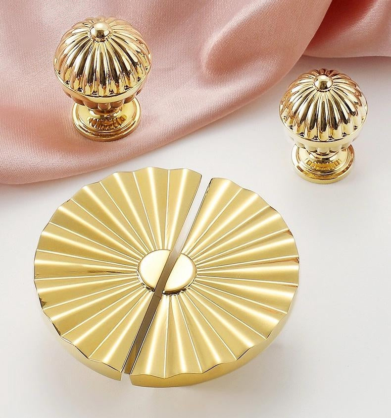 Modern Sunburst Semicircle Cabinet Pulls, Solid Brass, Half Circle, Mid Century Modern Kitchen Hardware