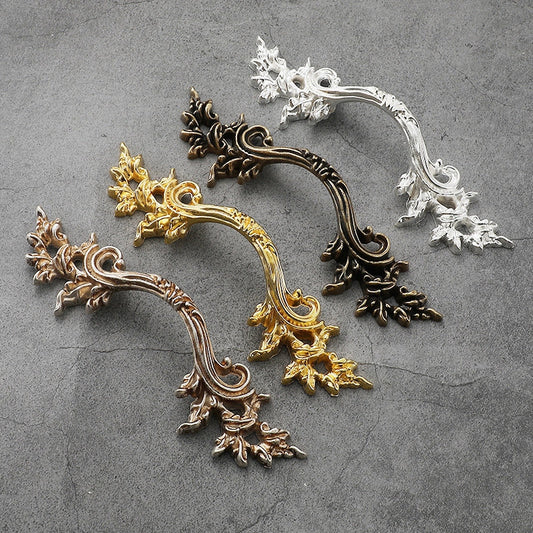 2.5" 3.75" C-C French Provincial Leafy Drawer Pulls, Antique Bronze Gold Silver, 64 96 mm Holes