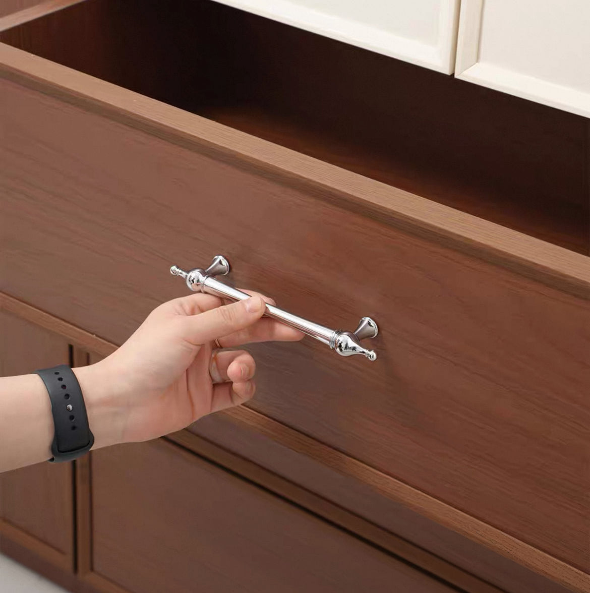 European Polished Chrome Cabinet Handle, Round Drawer Knob, Contemporary Kitchen Hardware