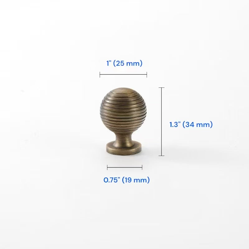 Fluted Brass Cabinet Pulls 96 128 160 224 256 320 mm, Antique Bronze Knurled Kitchen Hardware