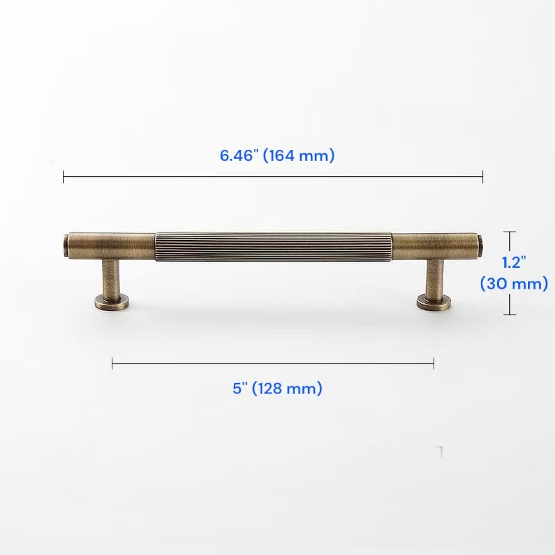 Fluted Brass Cabinet Pulls 96 128 160 224 256 320 mm, Antique Bronze Knurled Kitchen Hardware