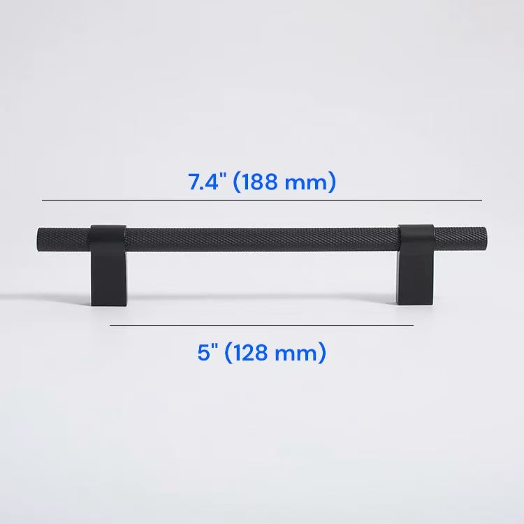 Knurled Cabinet Bar Pulls 96 128 224 320 mm, Brass / Matte Black, Sleek Modern Kitchen Hardware