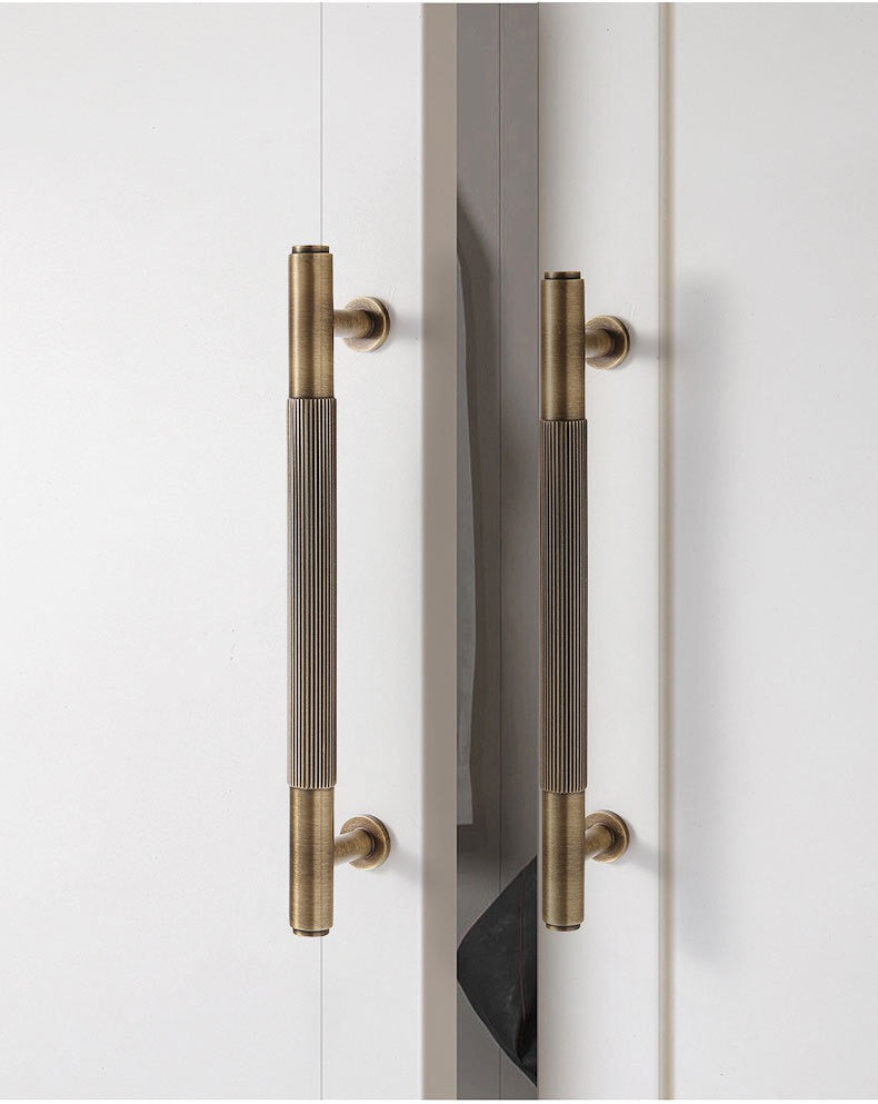 Fluted antique bronze cupboard handles