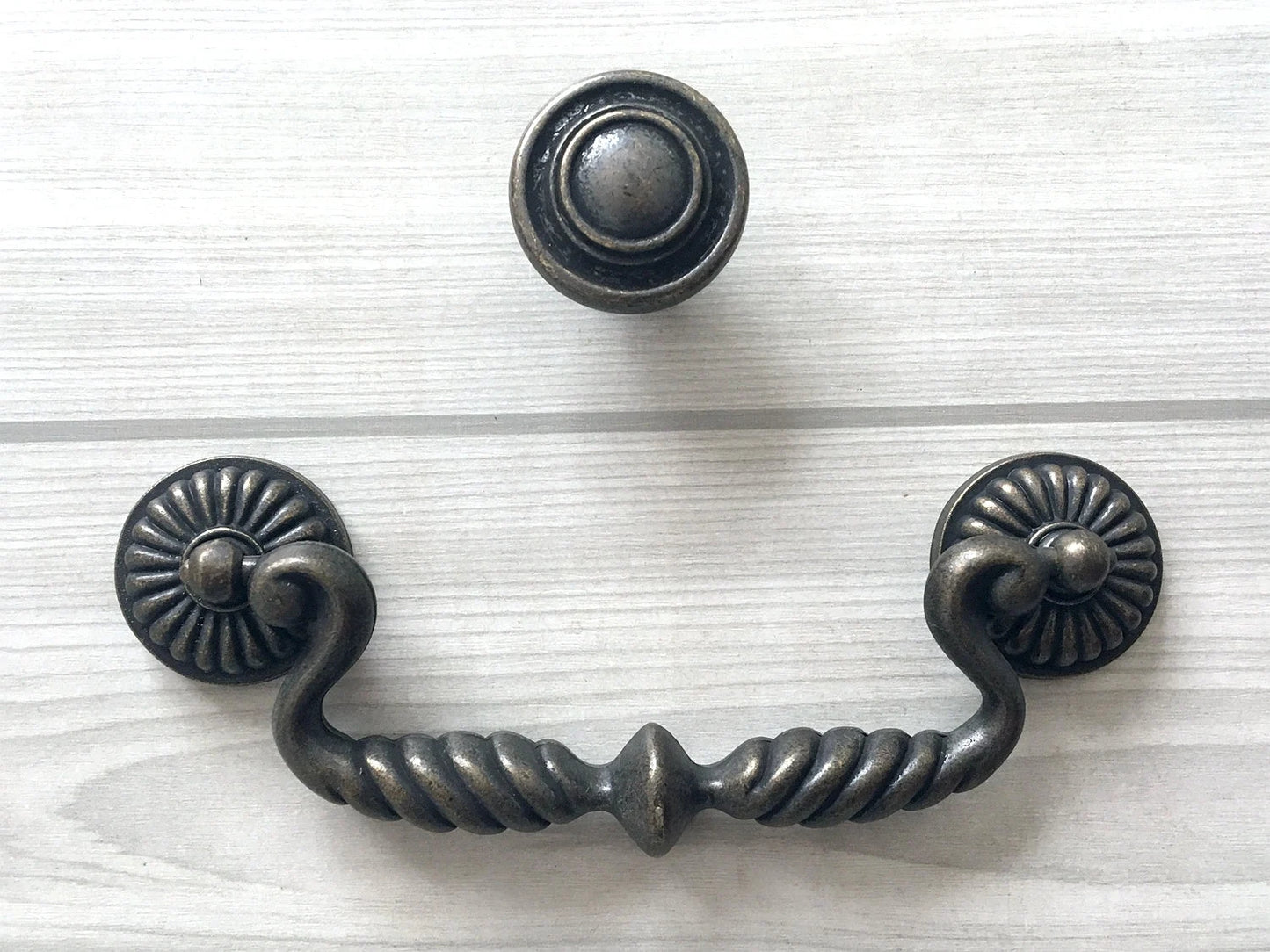 4.75" Drawer Pulls Drop Handle Dark Antique Bronze Vintage Style 4-3/4 Inch Centers