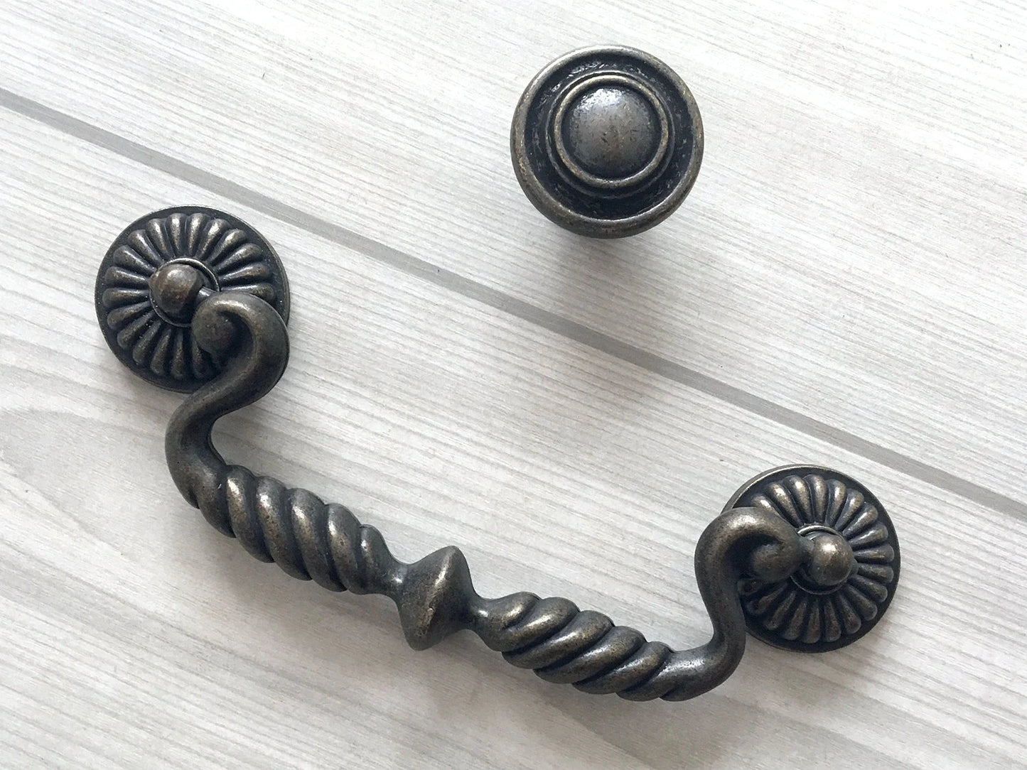 4.75" Drawer Pulls Drop Handle Dark Antique Bronze Vintage Style 4-3/4 Inch Centers