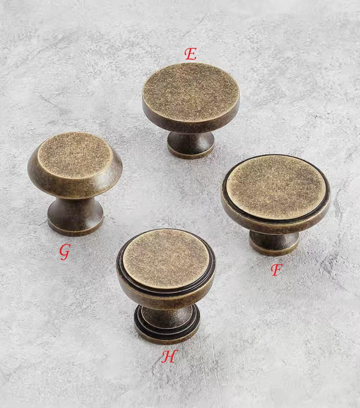 Classic Antique Bronze Cabinet Knob, Solid Brass, Retro Vintage Victorian Rustic Kitchen Hardware