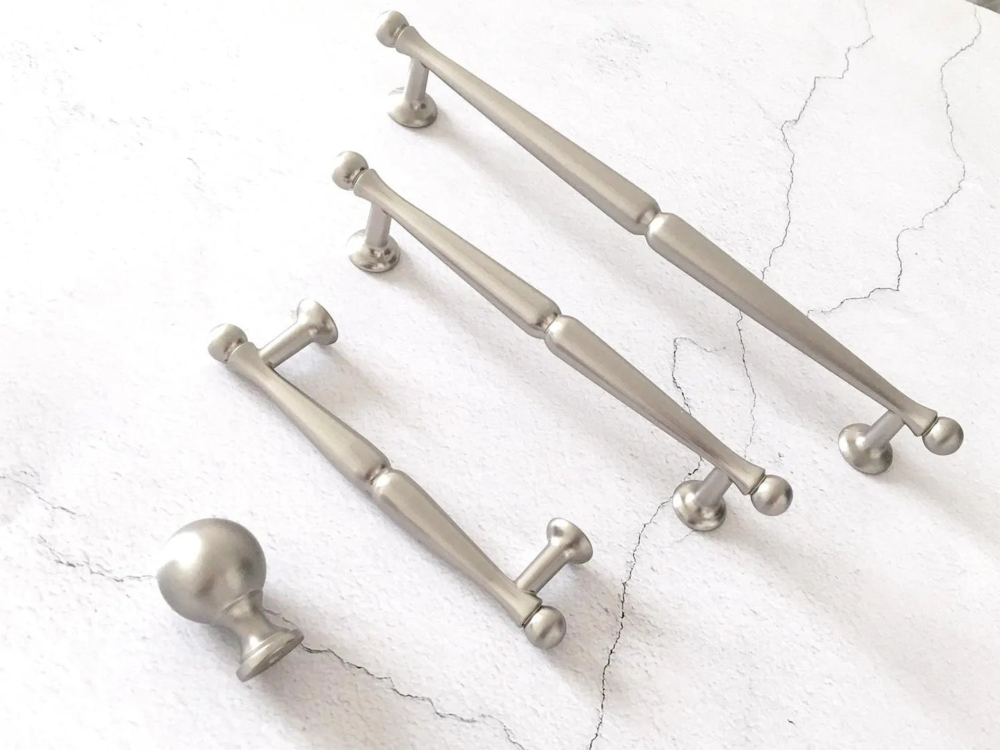 Brushed Nickel Cabinet Bar Handles, Kitchen Hardware, 3.75" 5" 7.5" Centers