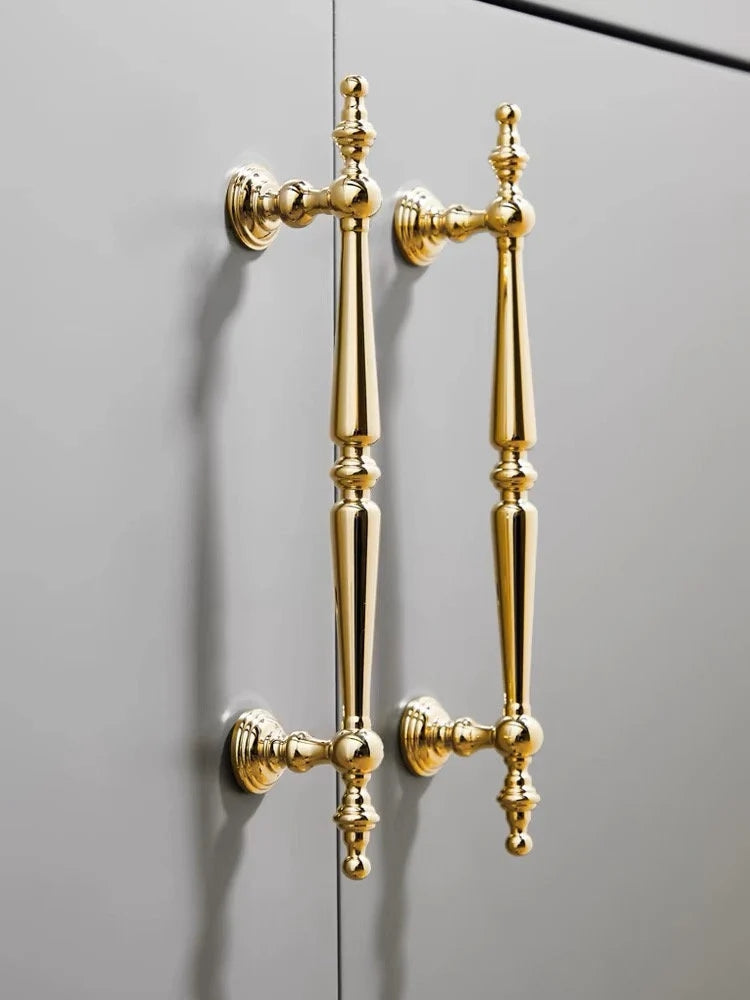 Polished Gold Brass Cabinet Bar Pulls European Style Luxury Shiny
