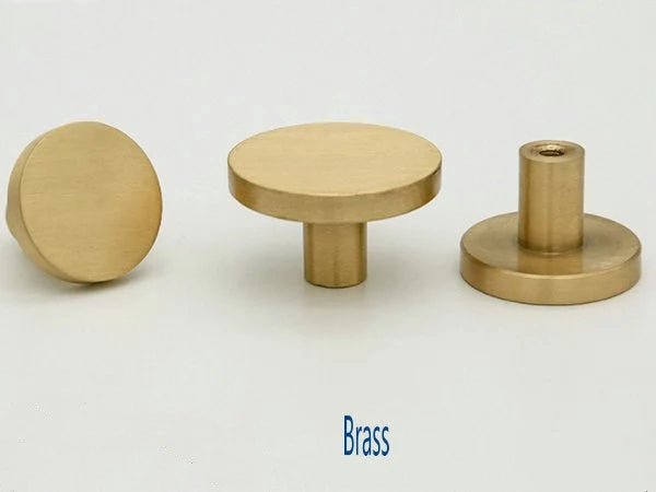 Circle Brass Knob, Round Drawer Pulls, Kitchen Hardware, Black Bronze Gold