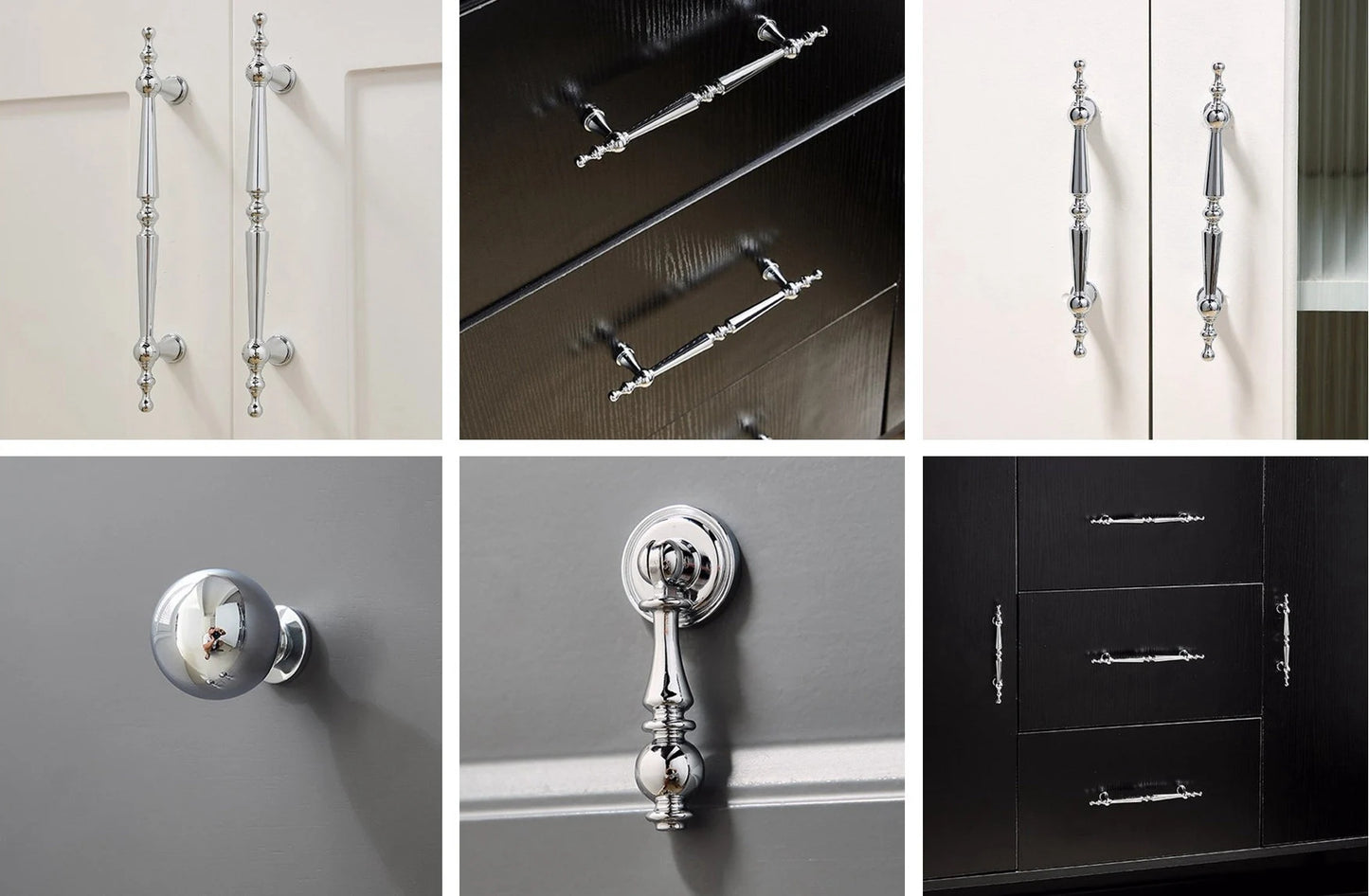 Brass Cabinet Pull Handles, Polished Chrome, Contemporary Kitchen Hardware