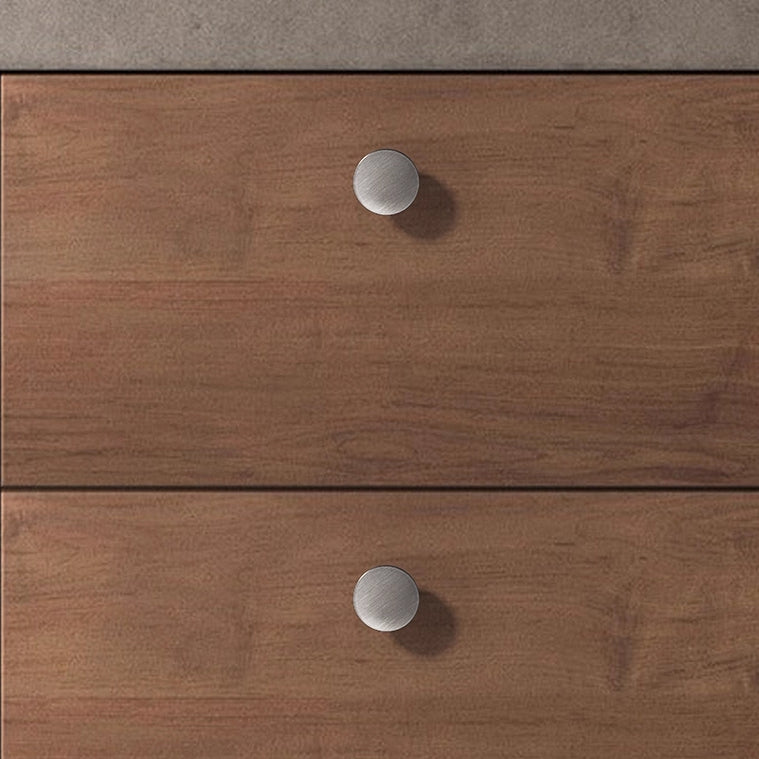 Brass Circle Knobs, Brushed Nickel, Minimalist Kitchen Cabinet Hardware