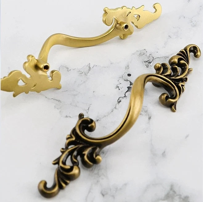 2.5" 3.75" Brass Drawer Pull Handles, Antique Bronze,  French Provincial Hardware 64 96 mm