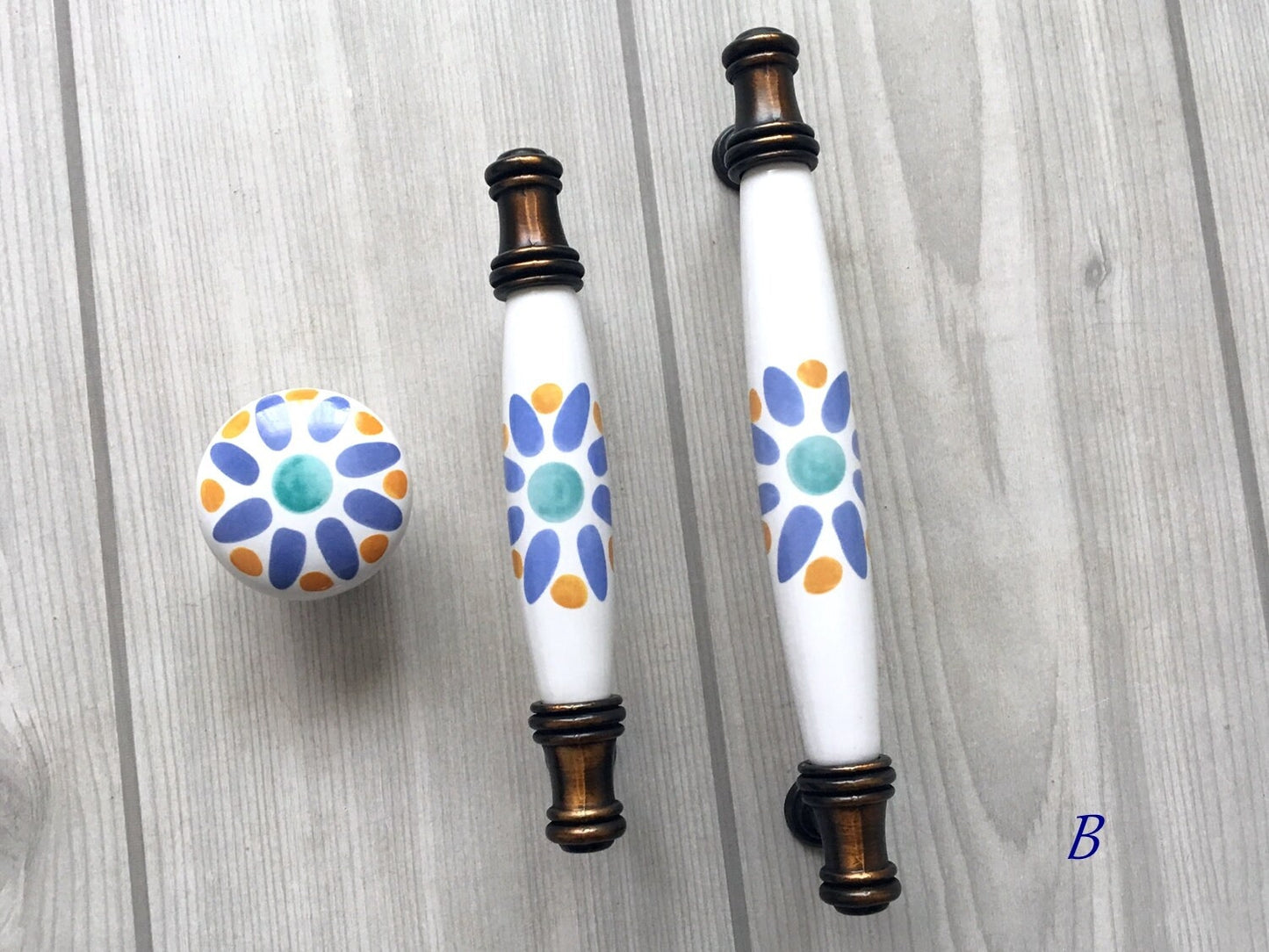 Colorful Porcelain Cabinet Pulls, 3.75" 5" Centers, 4 Designs