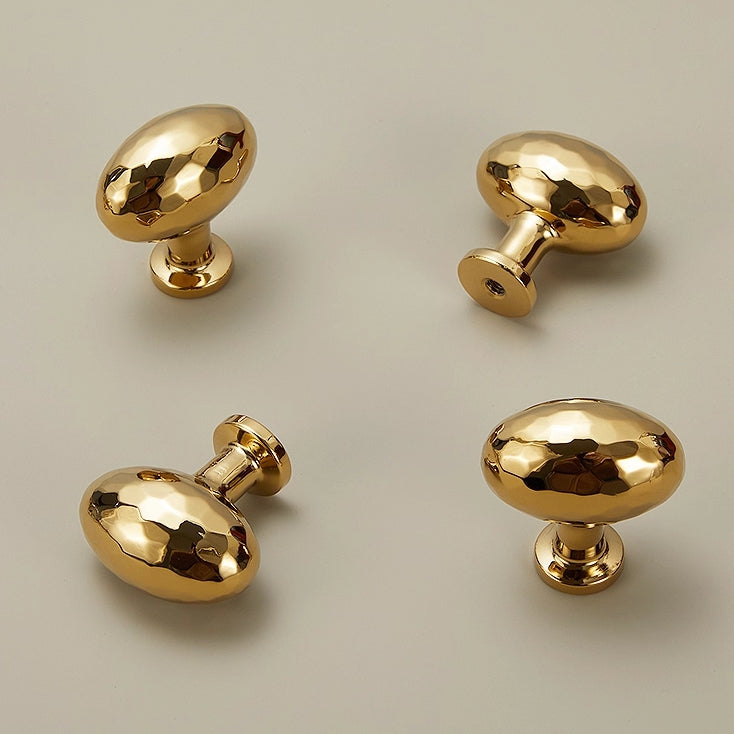Hammered Brass Knobs, Egg Drawer Pulls, Bronze Gold Silver