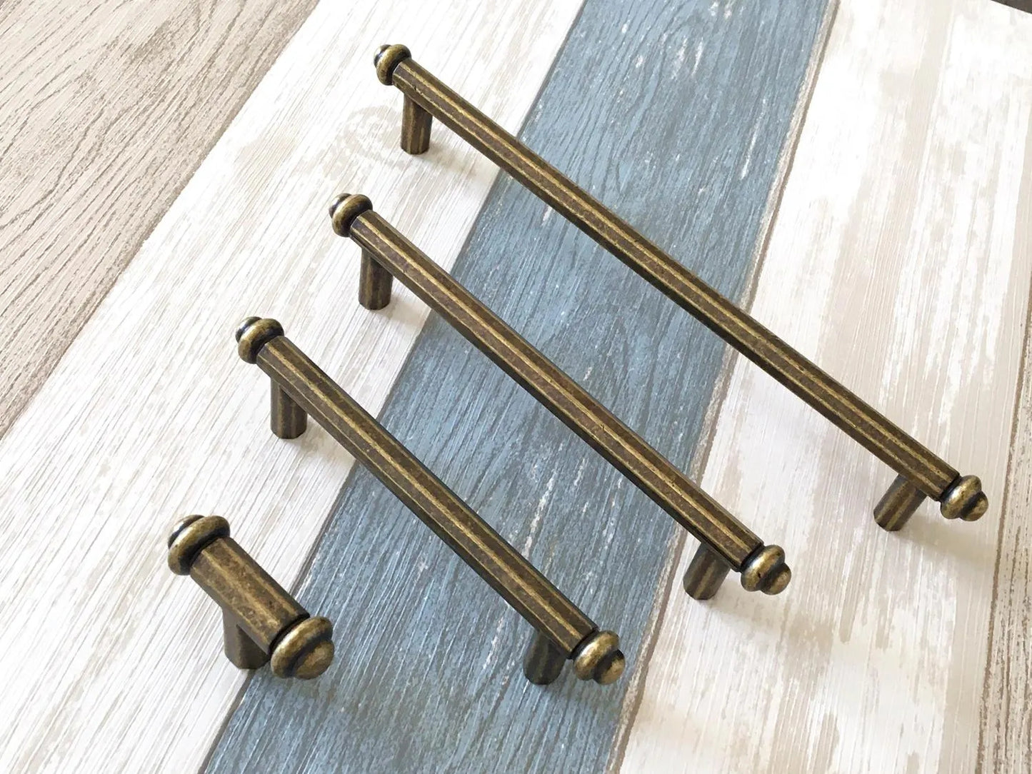3.75" 5" 7.5" Centers Cabinet Bar Handles, Antique Bronze Kitchen Hardware, 96 128 192 mm Holes