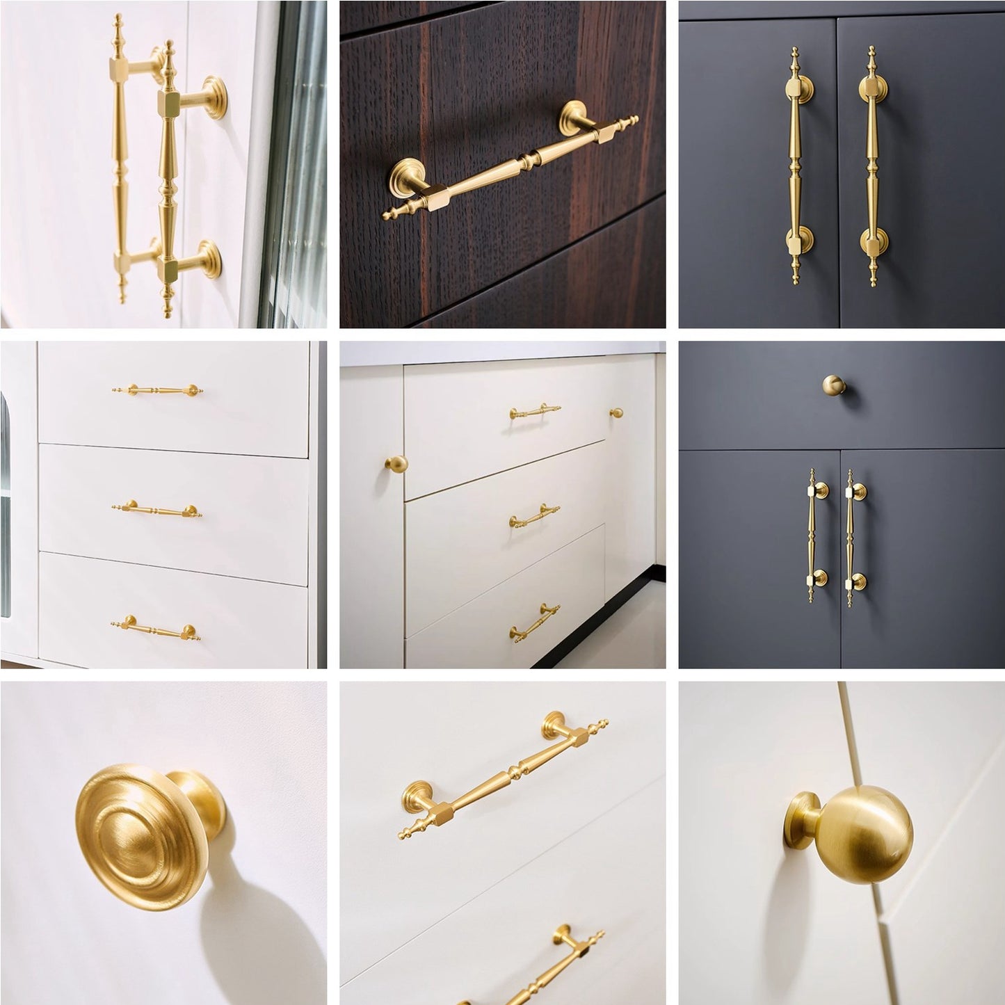 Brass Cabinet Bar Handles, Ball Knobs, Kitchen Hardware