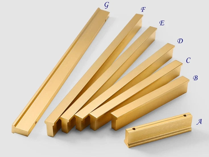 Mid Century Drawer Pulls, Brushed Gold Brass Cabinet Handles, Lynns Hardware