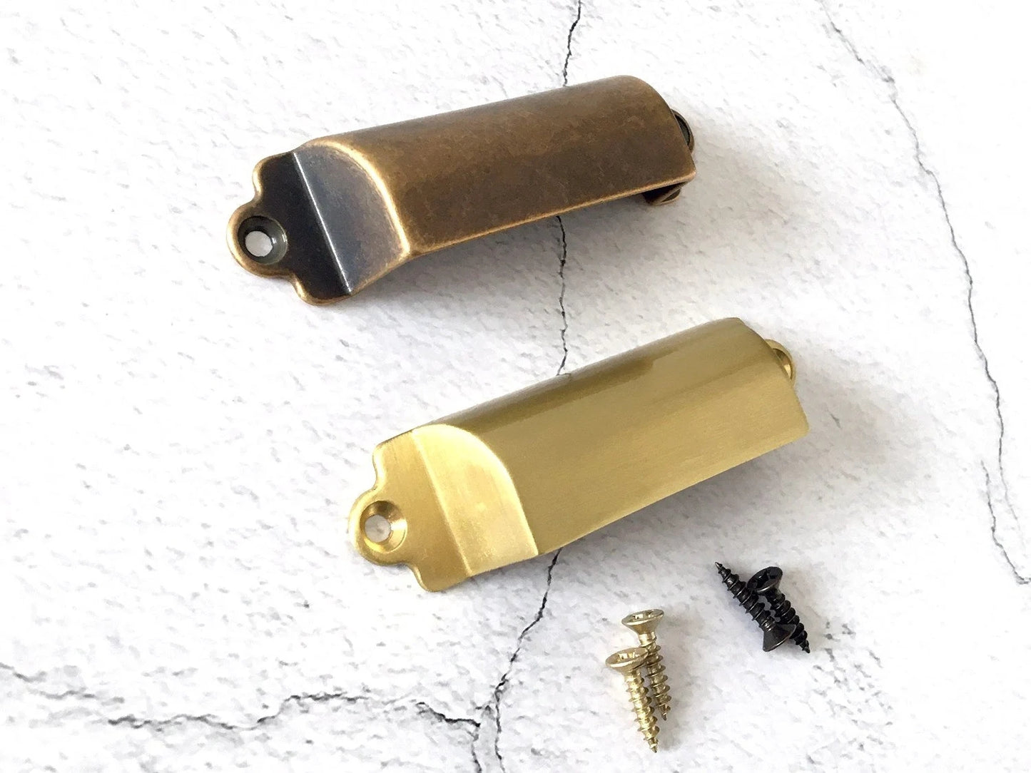 2.8" Centers Vintage Style Brass Drawer Pull Front Screw, Cup Handles, Antique Bronze, 72 mm Holes