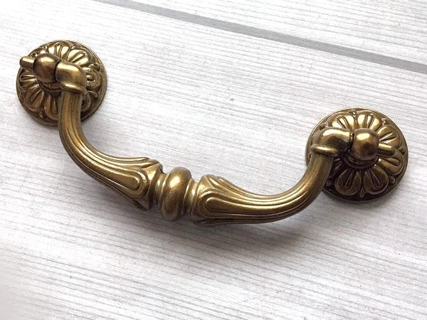 3.75" 4.5" Drop Bail Drawer Pull Handles Antique Brass Vintage Style