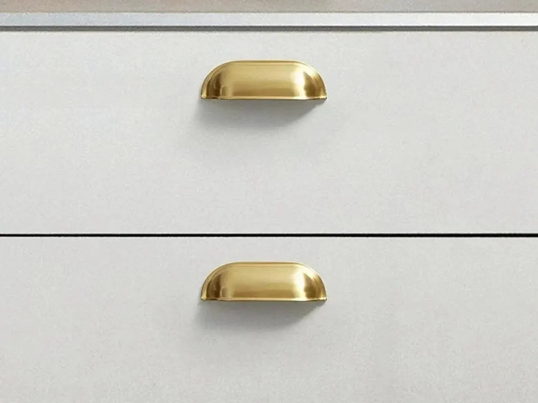 2.5" 3" Centers Brass Cup Drawer Pulls, Polished Gold Chrome Matte Black, 64 76 mm Centers