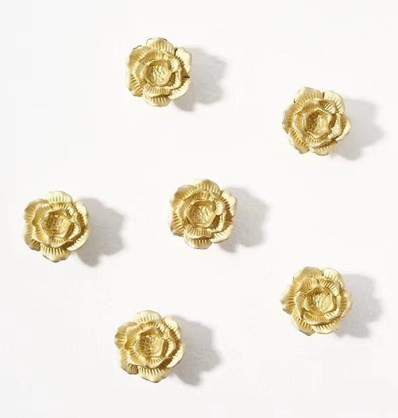 Decorative Camellia Brass Knobs, Blossom Petal Cabinet Pulls, Kitchen Hardware