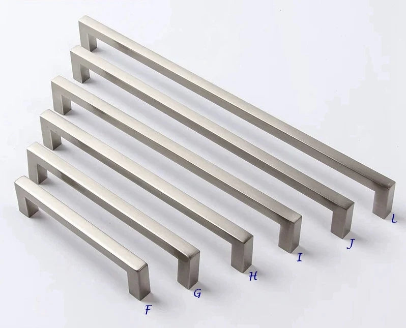 Nickel Slim Square Cabinet Handle, Half Moon Drawer Pull, Geometric Minimalist Kitchen Hardware