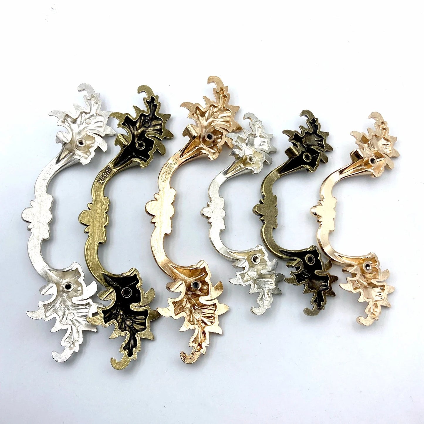 2.5" 3.75" Leafy Drawer Pull Handles, Antique Silver Bronze White Rose Gold, French Provincial Hardware 64 96 mm