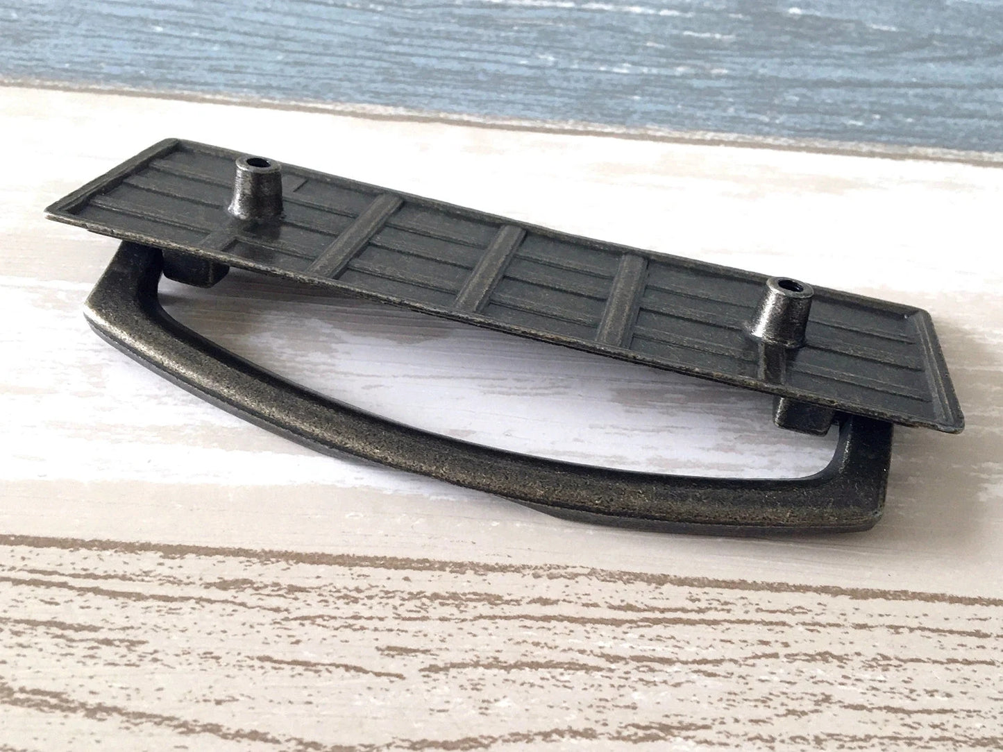 3" Vintage Style Drop Bail Drawer Pulls with Rectangle Backplate, Antique Bronze