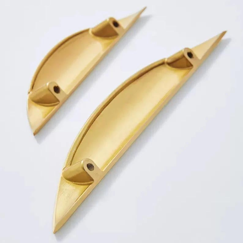 1.25" 2.5" 3.75" Brass Drawer Pull, Finger Handles, Brushed Gold