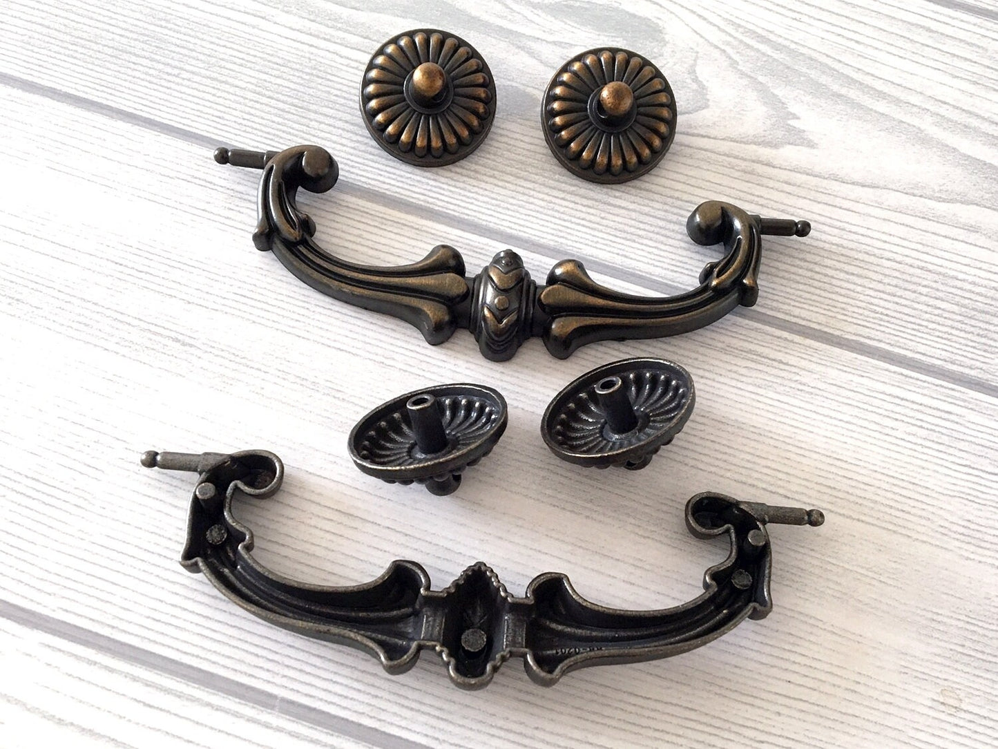5" Centers Vintage Style Drop Bail Drawer Pulls, Antique Black, Antique Gold Brass, 128 mm Centers