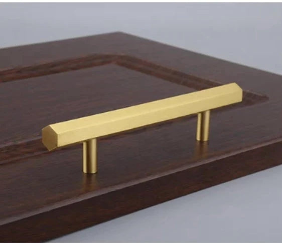 Solid Brass Hexagonal Cabinet Bar Handles, Geometric Kitchen Hardware