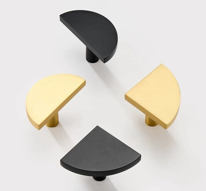 Half Circle, Quarter Moon, Drawer Knob, Brushed Gold, Nickel, Black