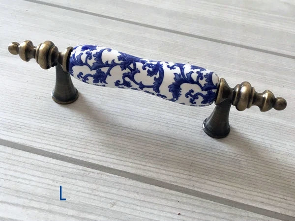 3" Centers Porcelain Cabinet Pull, Ceramic Drawer Handles 76 mm Holes