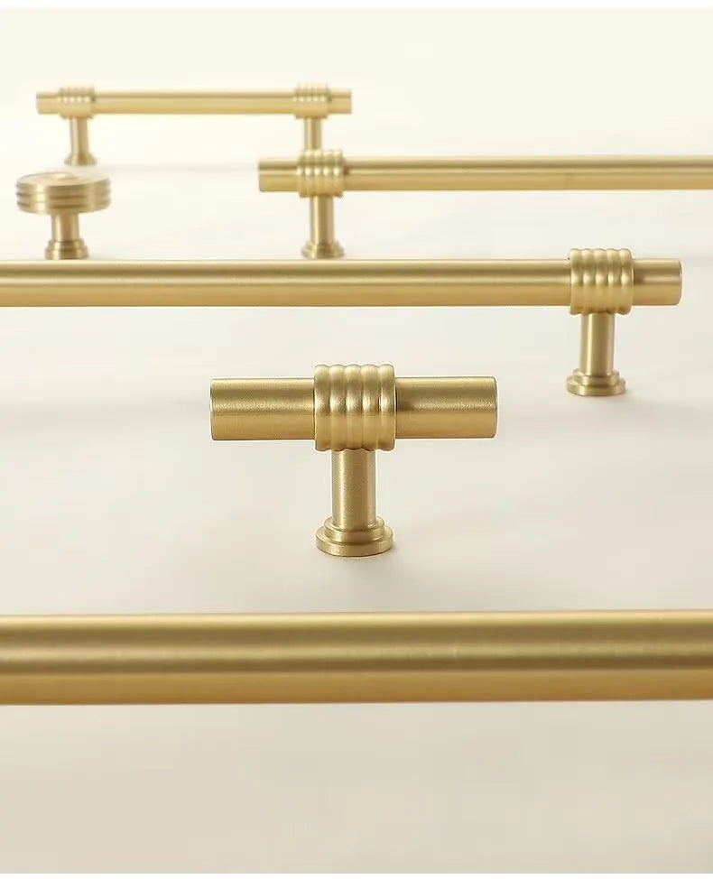 Brushed Brass Cabinet T Bar Handle Gold Vanity Pull, Kitchen Hardware