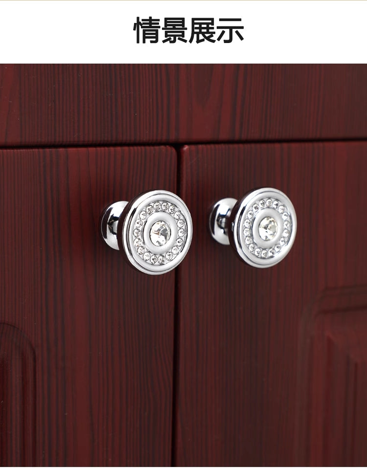 Crystal Drawer Pulls, Rhinestone Cabinet Knobs, Polished Chrome, Gold, Round, Cylinder, Square