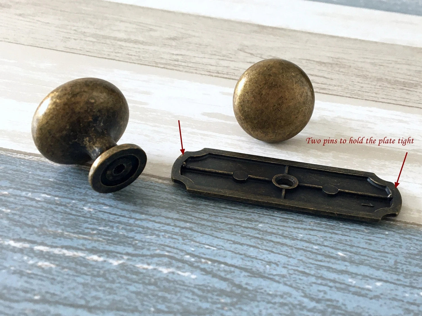 Drawer Knob with Backplate, Antique Bronze, Retro Rustic MCM, Kitchen Cabinet Hardware
