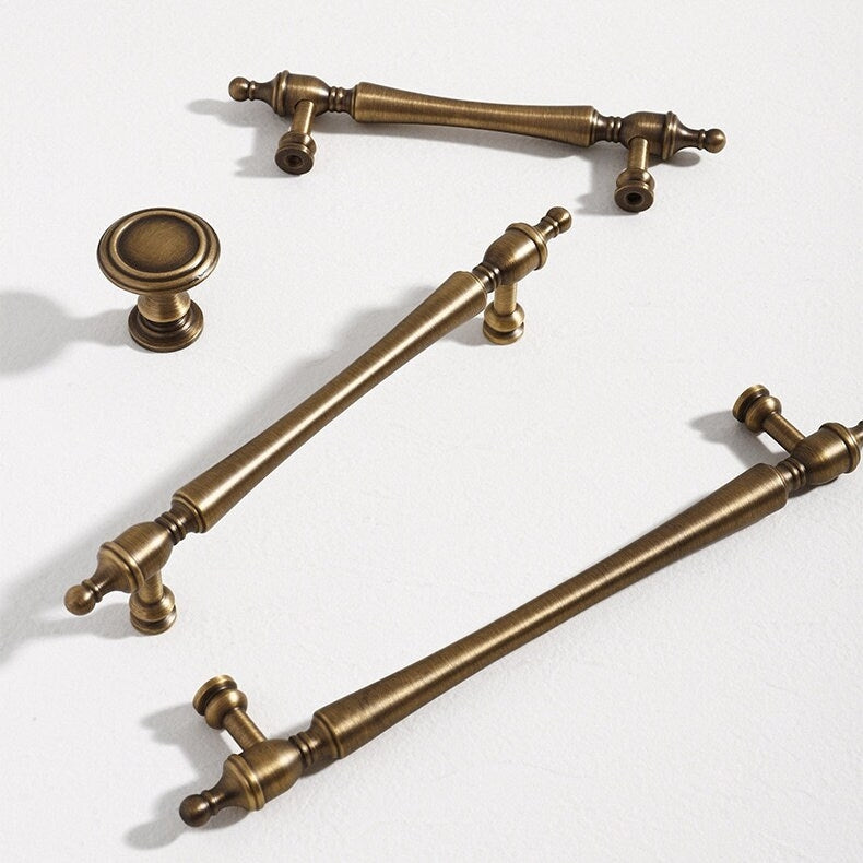 Brass Cabinet Handles Antique Bronze Drawer Pulls, 96 128 160 mm centers