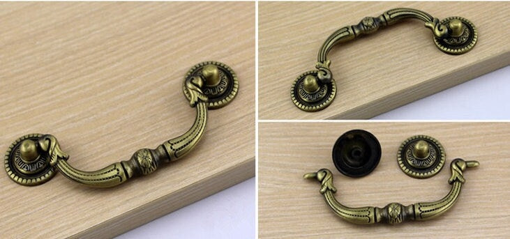 2.5" 3.75" 5" Drawer Pulls, Single Drop Knob, Swing Bail Handle, Antique Bronze