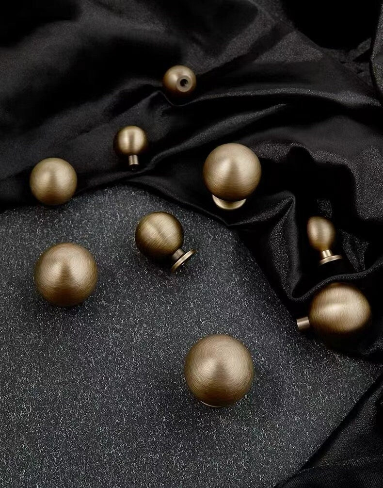 Bronze Ball Drawer Pull, Solid Brass, Kitchen Cabinet Hardware
