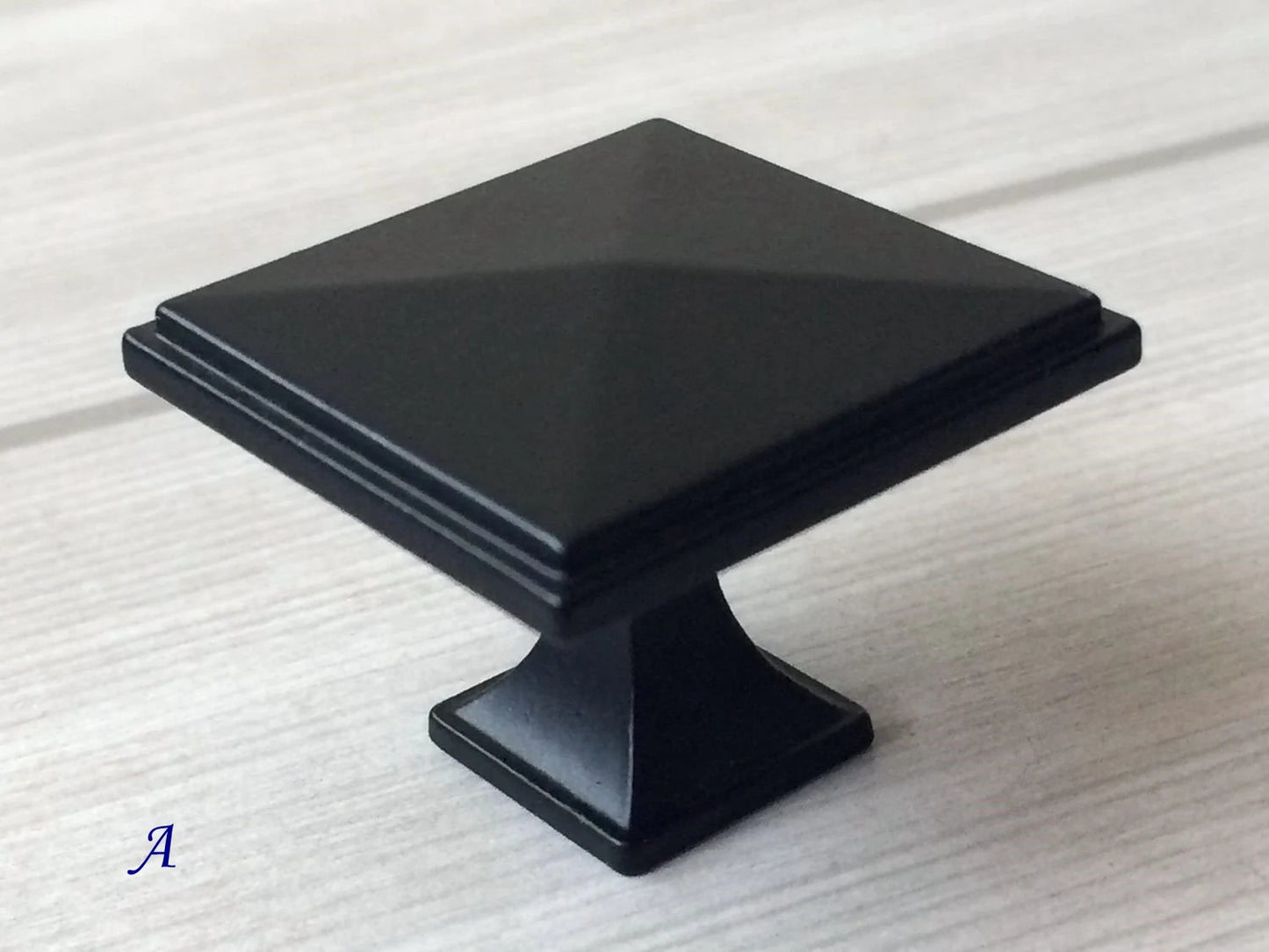 Black Cabinet Pulls, Square Knobs, Minimalist Kitchen Hardware