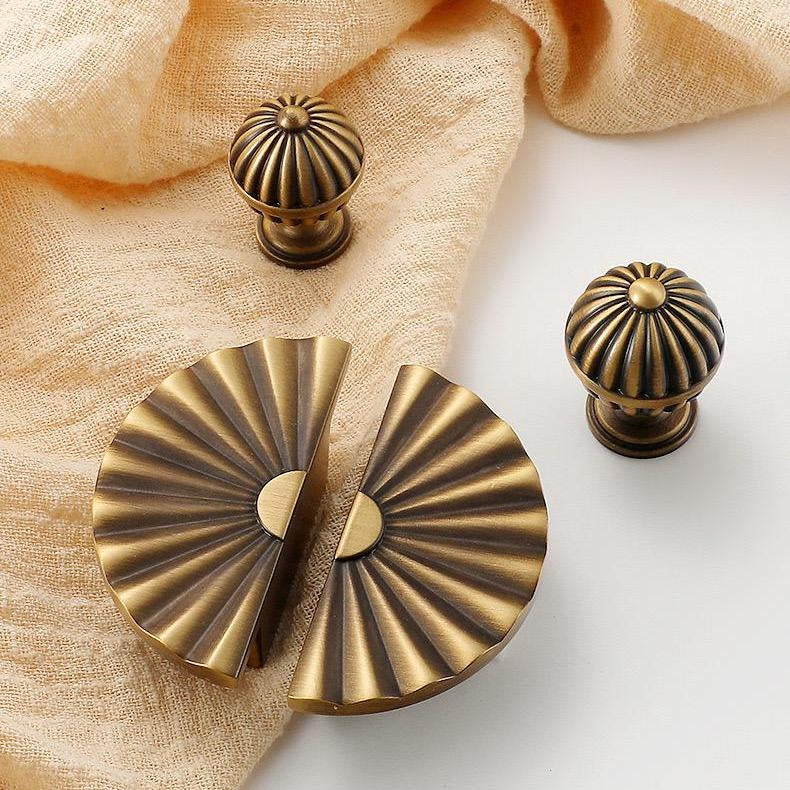 Modern Sunburst Semicircle Cabinet Pulls, Solid Brass, Half Circle, Mid Century Modern Kitchen Hardware
