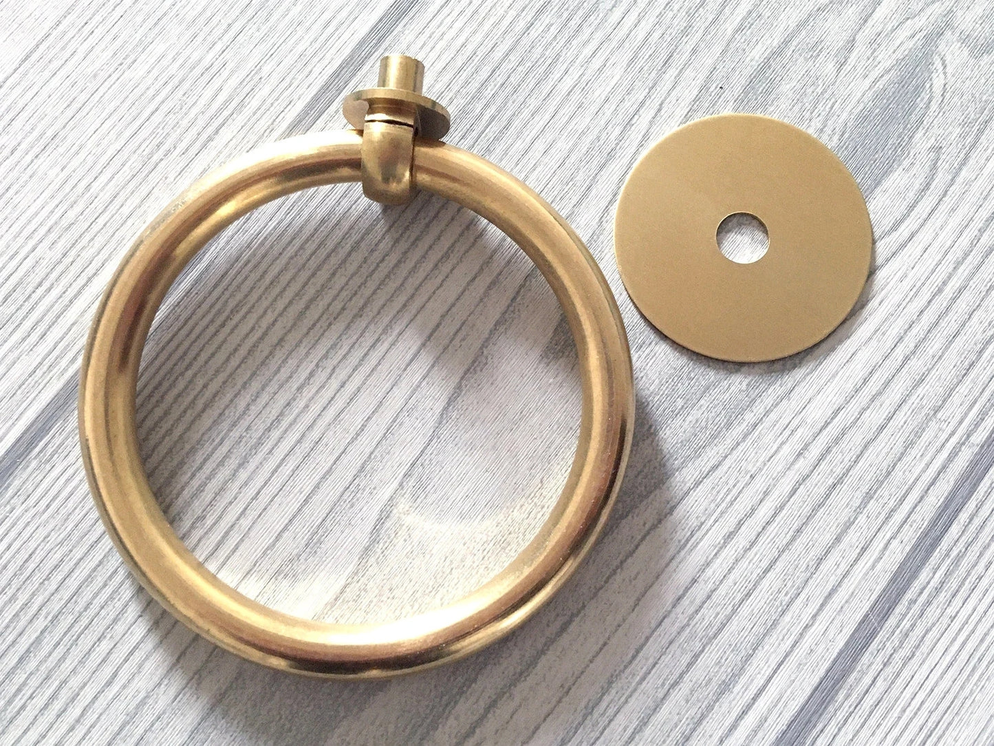 Dia 3.1" 80 mm Large Brass Drop Ring Drawer Pull Vintage Style, Unlaquered, Bronze Gold