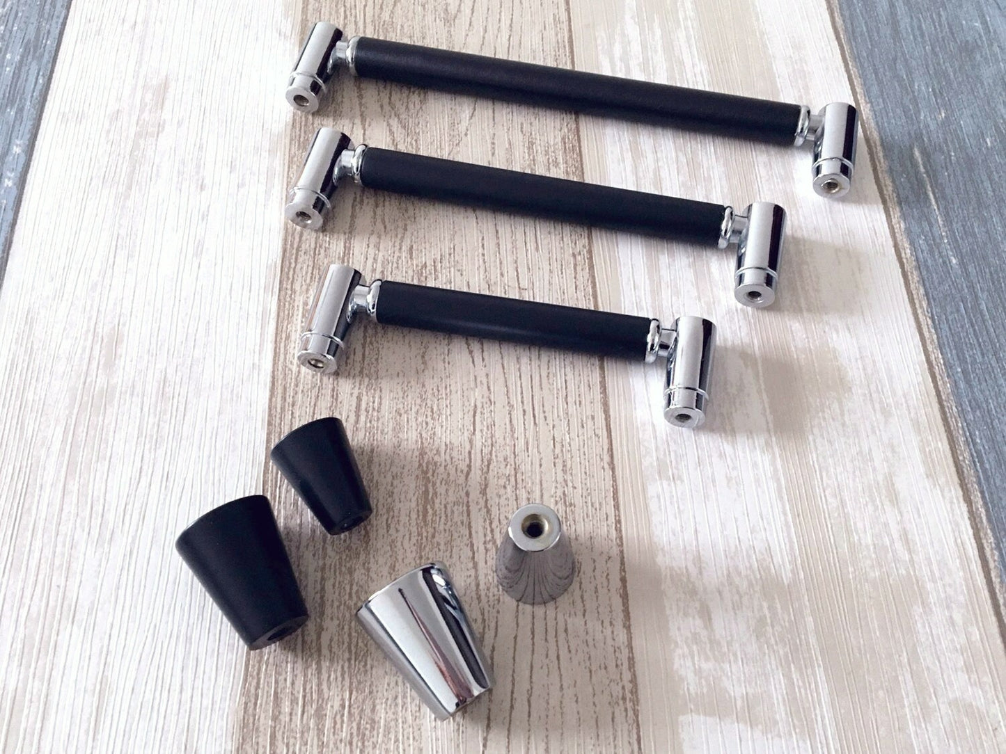 Modern Cupboard Bar Handle, Black Silver Wardrobe Pull, Drawer Knob