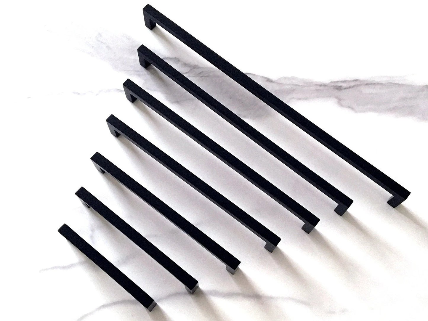 Black Slim Square Drawer Bar Pulls, Minimalist Wardrobe Handles, Kitchen Cabinet Hardware