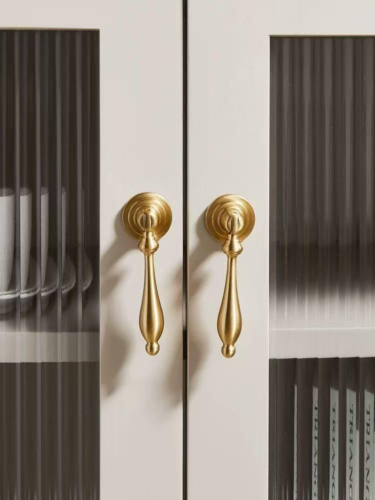 Brass Cabinet Teardrop Pull, Pendent Drawer Knob, Brushed Brass, Polished Chrome, Antique Bronze